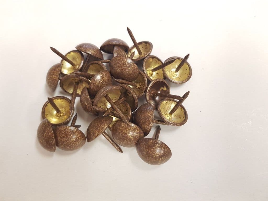 50 Old Gold Speckled 16mm upholstery nails large tacks Heico furniture